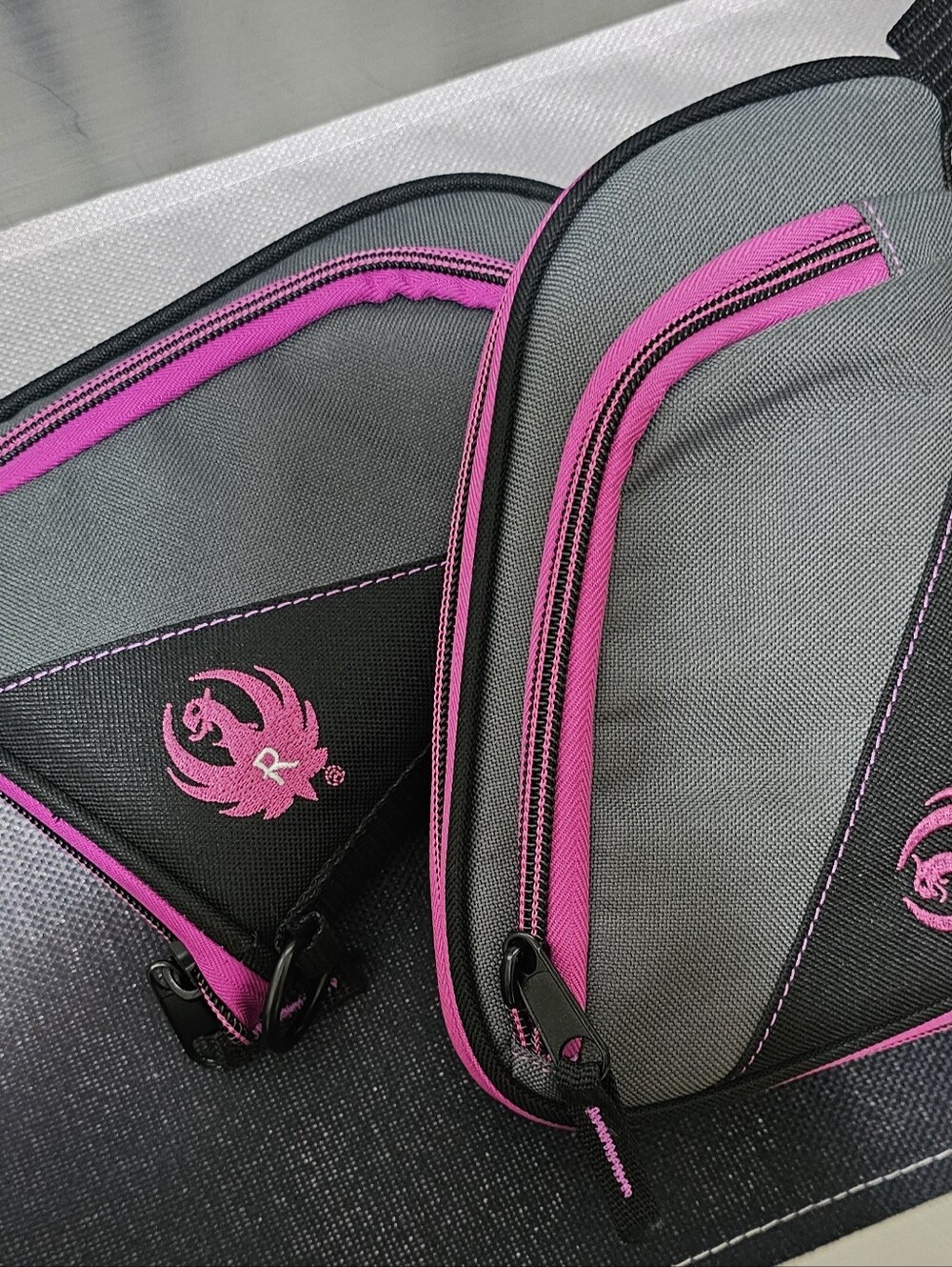 (2) Kruger Black and Pink Pouch Set